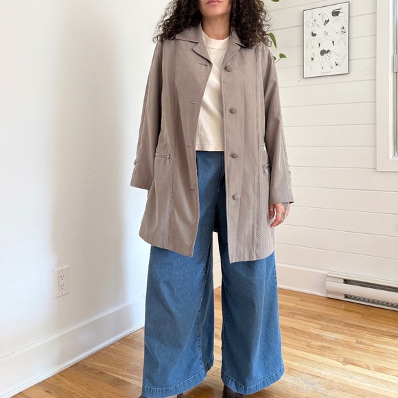 Vintage faux suede trench coat - Picture 1 of 8